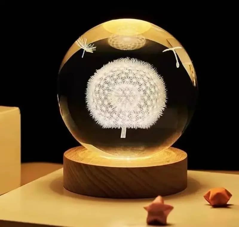 3D Color Changing LED Crystal Ball  Dandelion