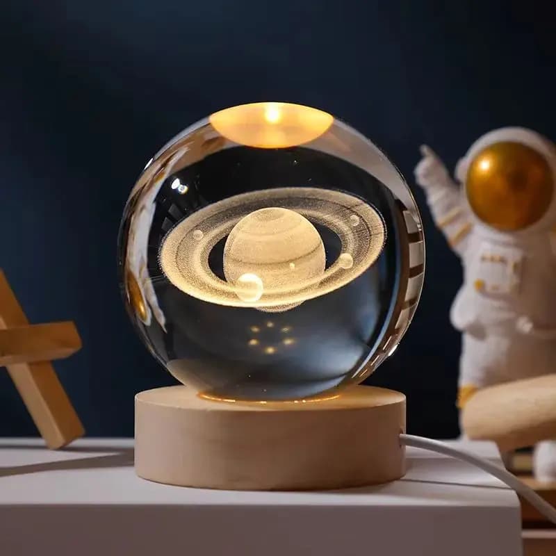 3D Color Changing LED Crystal Ball  Saturn
