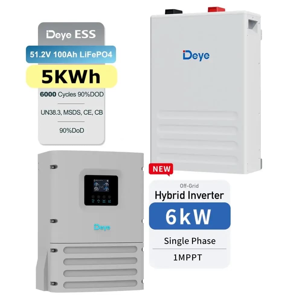 6KW Hybrid Solar System Package | Deye 6KW Inverter, 5KWh Lithium Battery with 8 Jinko 620W Panels (Solar Package 5) image 2