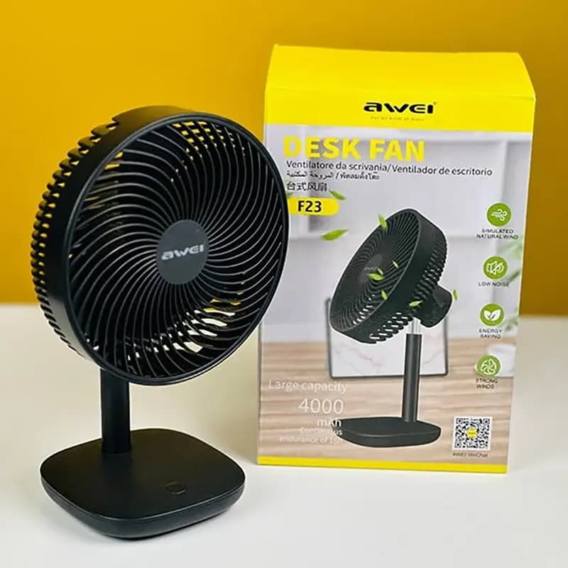 Awei F23 Mini Portable USB Rechargeable Desk Fan
