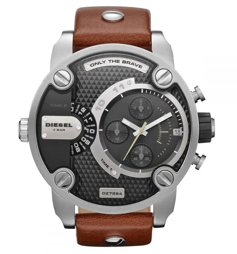 Black Dial Leather Band Diesel Watch - DZ7264