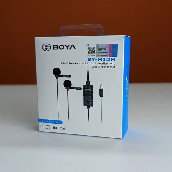 Boya M1DM Dual Clip Interview Microphone, (For 2 Person Recording or Live Videos)