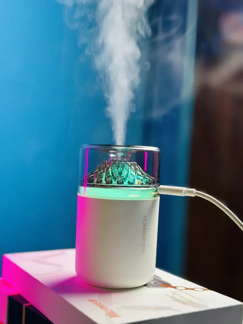 D16  Air Humidifier with Night Light - 180ML (Random Color, White/Black)