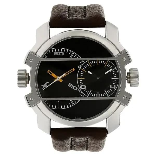 Fastrack Quartz Analog Black Dial Leather Strap Watch - NS3098SL02