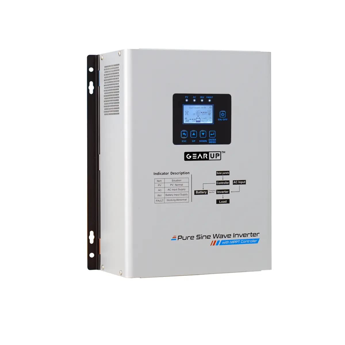 GearUP 1200W, 12V Low Frequency Solar Inverter (Solar 30V-135V, 600W Maximum Power) (Pre-Order)