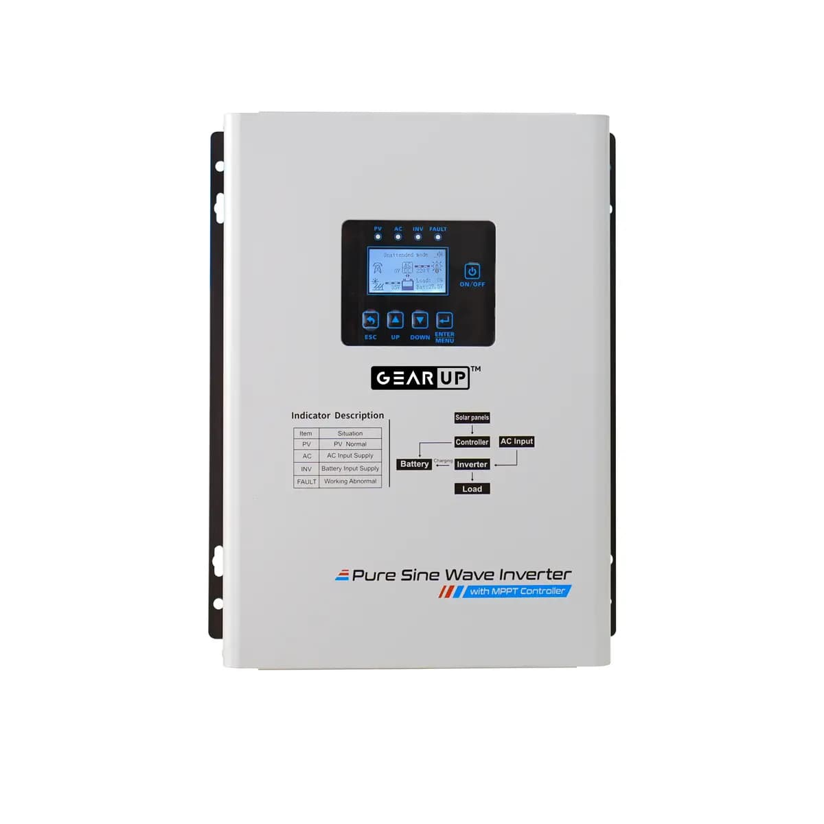 GearUP 1200W, 12V Low Frequency Solar Inverter (Solar 30V-135V, 600W Maximum Power) (Pre-Order) image 2