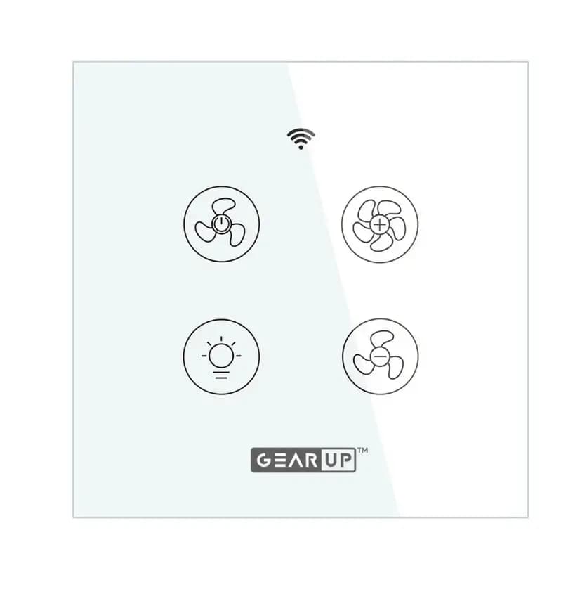 GearUP Wifi Ceiling Fan Speed Controller + Light Switch Works with TUYA & Smart Life Mobile App - White (Remote NOT Included)