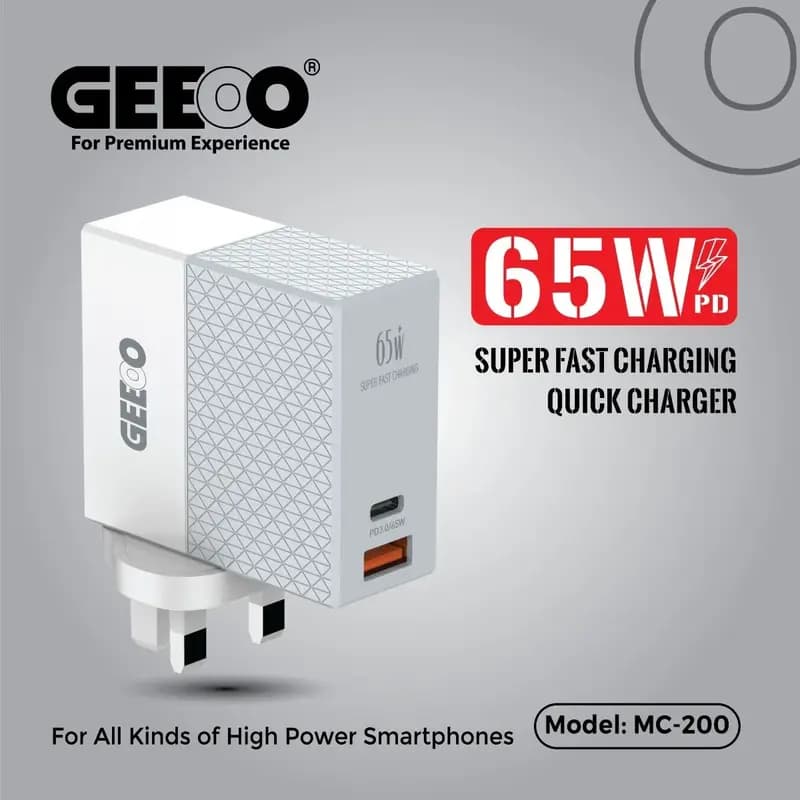Geeoo MC-200 65W PD Dual Port Wall Charger