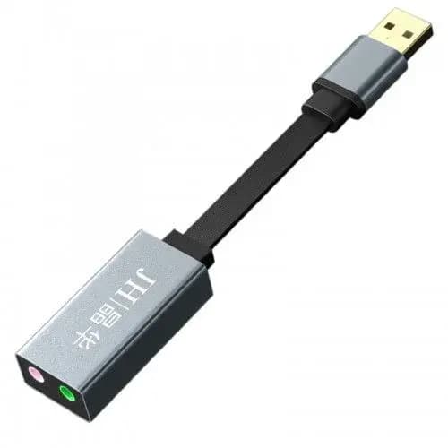 JH USB External Sound Card Independent Driver-Free USB to 3.5mm Headset Microphone Converter For PS4 & PC