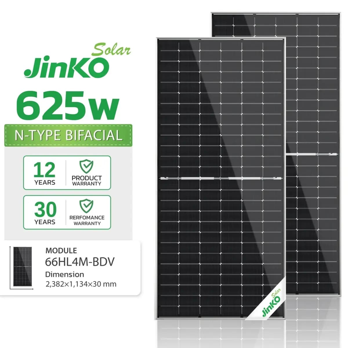 Jinko Tiger Neo N-Type Solar Panel Topcon 625W Bifacial Solar Panel (66HL4M-BDV) - 1 Panel ( Pre- Order )