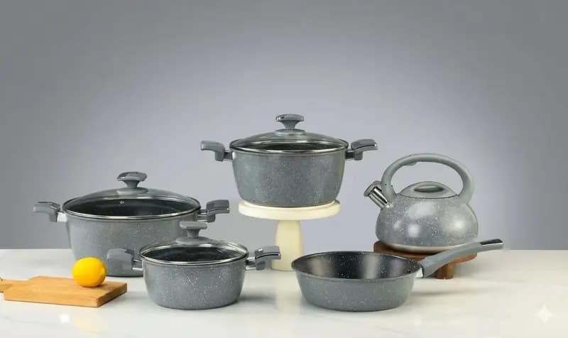Jio J10-008 8-piece marble coating cookware set