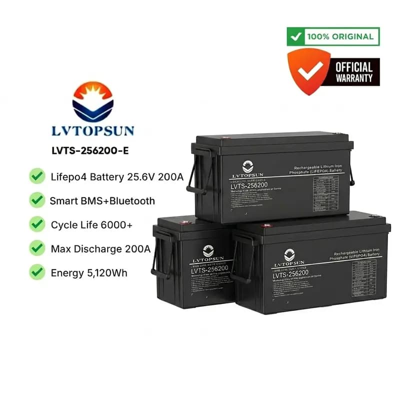 LVTOPSUN 25.6V 200AH Lithium Lifepo4 Battery (ABS Case)