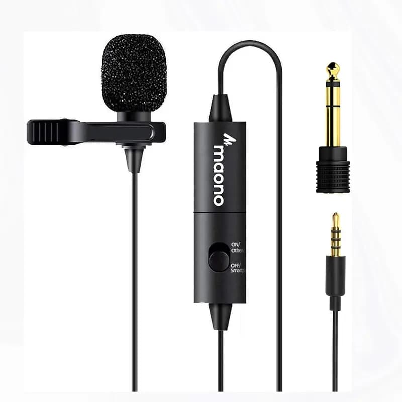 Clip Microphone- Maono AU-100 with Noise Removing Mechanism and 6 Meters Audio Cable for DSLR , Smartphone, PC, Laptop