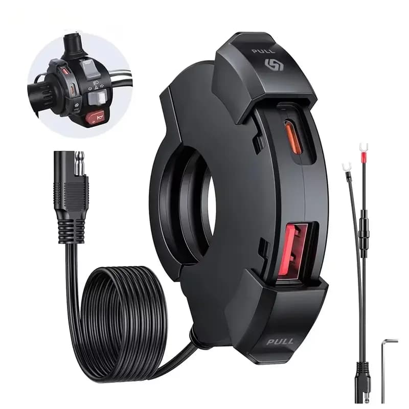 Motorcycle Bike Phone Fast Charger Universal Handle Bar USB Port and C Type Dual Usb Charger