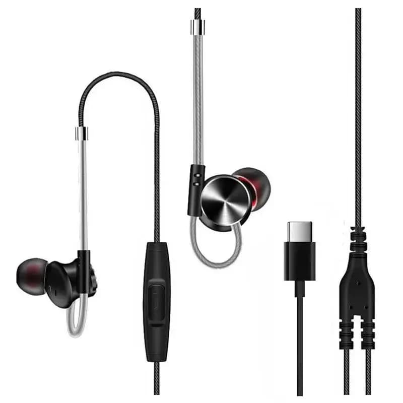 QKZ DM10 Type C Zinc Alloy Metal Earphone - Black