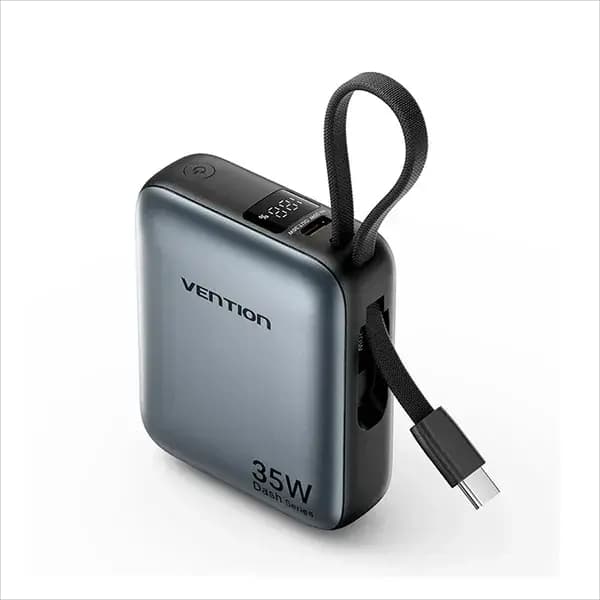 VENTION FHEH0 35W 10000mAh Mini Power Bank with Built-in USB-C Cable