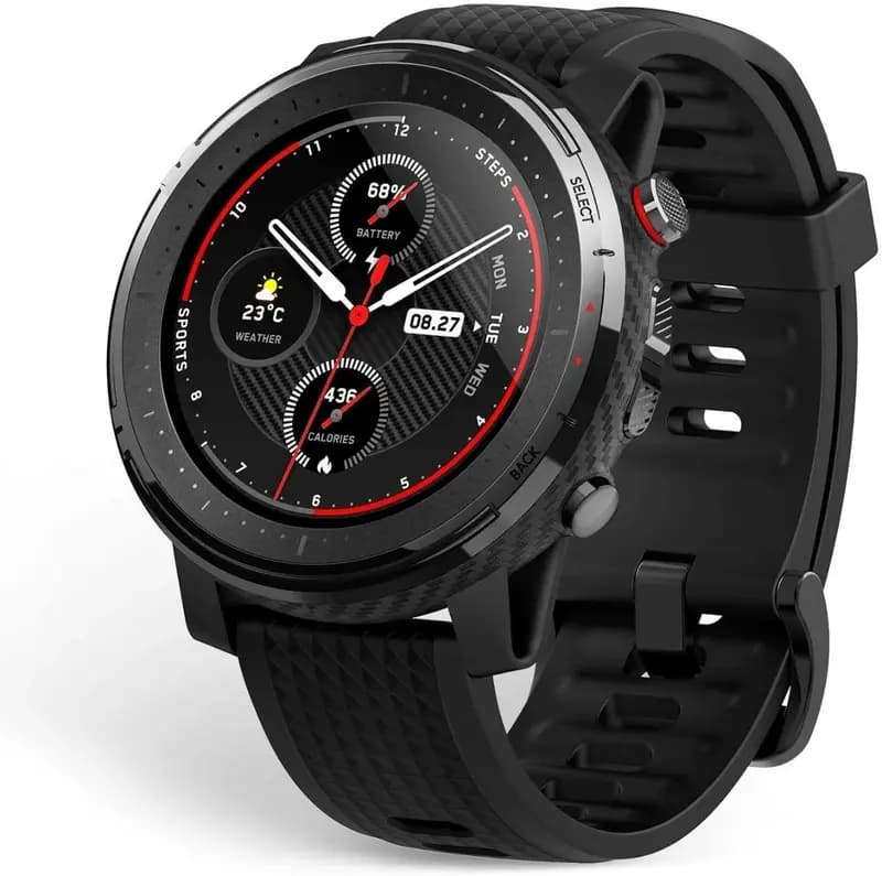 Amazfit Stratos 3 Sports Smartwatch Powered by FirstBeat, 1.34? Full Round Display, 80-Sports Modes, Standalone Music Playback, GPS, Bluetooth, Water Resistant, Black