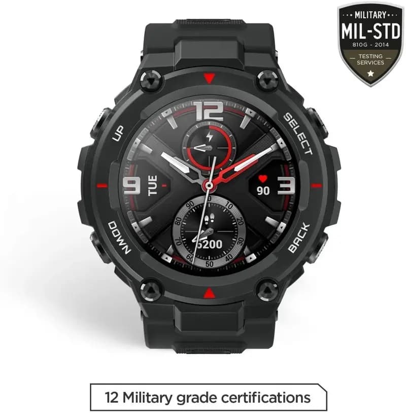 Amazfit T-Rex Smartwatch, Military Standard Certified, Tough Body, GPS, 20-Day Battery Life, 1.3'' AMOLED Display, Water Resistant, 14-Sports Modes
