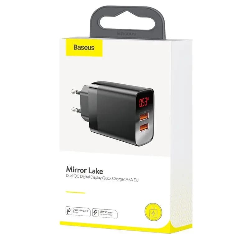 Baseus CCJMHA-A01 Mirror Lake Dual QC Digital Display Quick Charger (A+A EU)