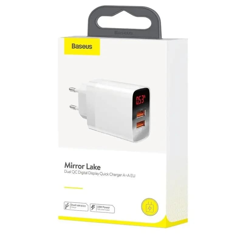 Baseus CCJMHA-A02 Mirror Lake Dual QC Digital Display Quick Charger (A+A EU)