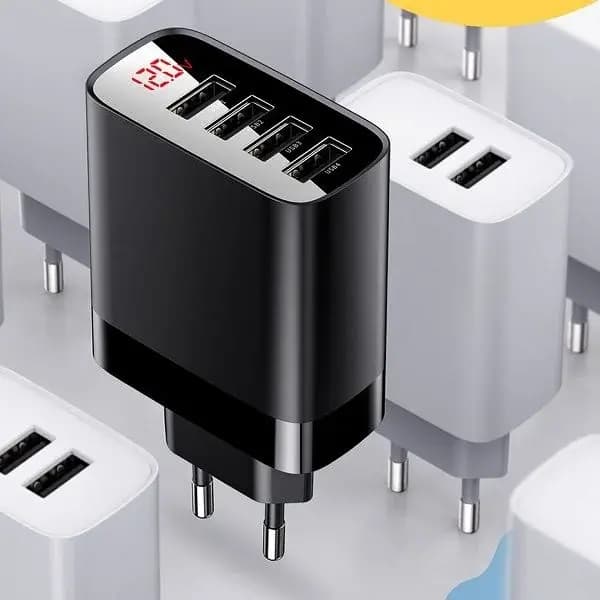 Baseus CCJMHB-B01 Mirror Lake Digital Display 4 USB Travel Charger 30W (EU) Black