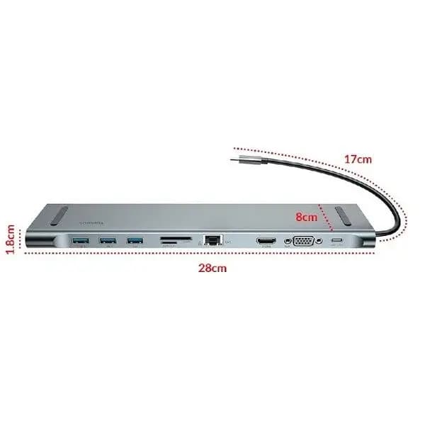 Baseus Enjoyment Series 10 in 1 Type C HUB Multi function Docking Station For MacBook laptop notebook (CATSX-FOG)