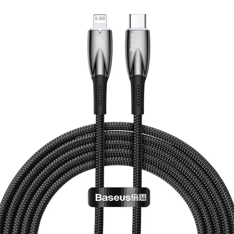 Baseus Glimmer Series Type-C to Lightning iP 20W Fast Charging Data Cable 1m- Black