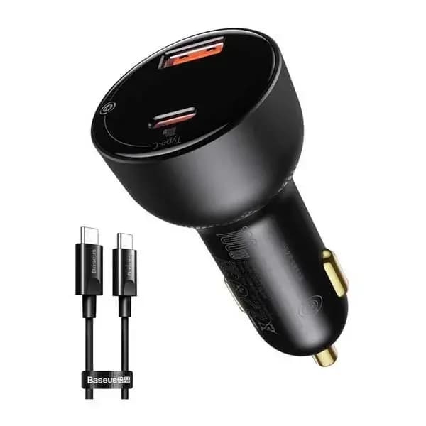 Baseus Supreme Digital Display PPS Dual Fast Car Charger With Type C to Type C