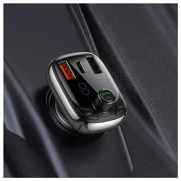 Baseus T typed Car Charger, Mic, FM, BT v5.0, MP3 Player, QC3.0 + PD