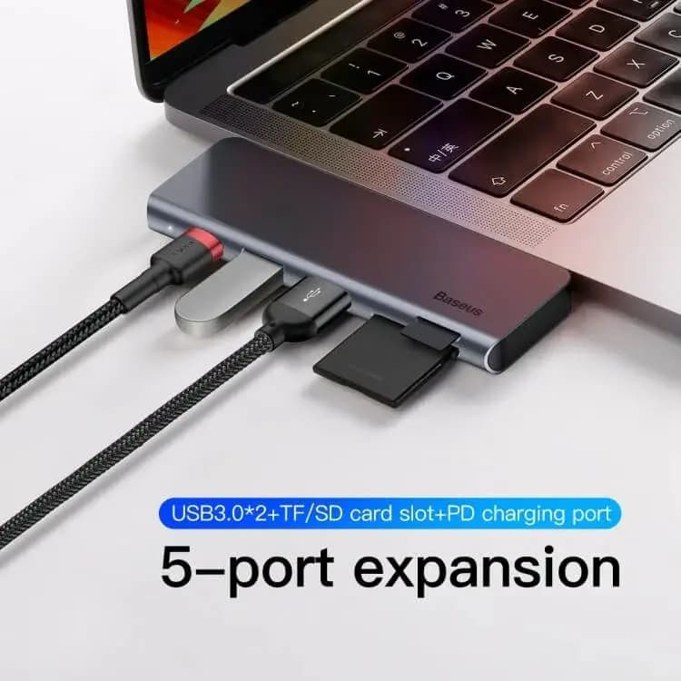 Baseus USB-C Harmonica 5-in-1 HUB Adapter (CAHUB-K0G)