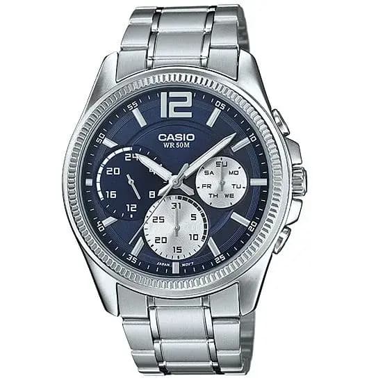 Casio black dial multi functional watches for men (MTP-E305D-2AV)