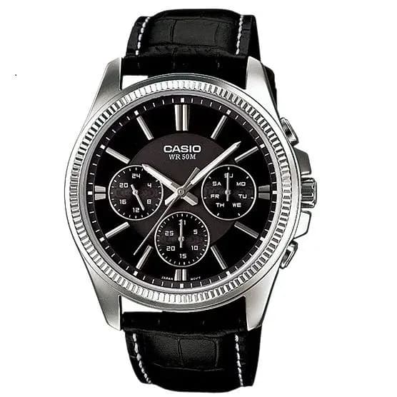 Casio elegant leather belt watches for men (MTP-1375L-1AV)