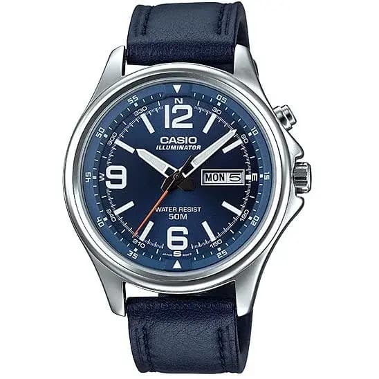 Casio Genuine leather band watches for men (MTP-E201L-2BV)