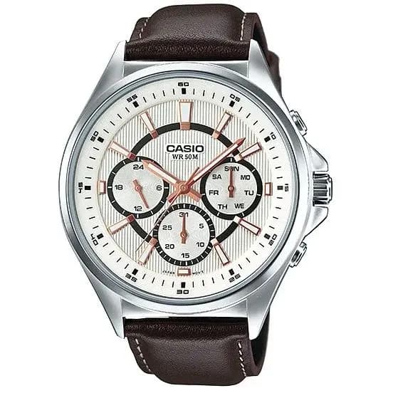 Casio genuine leather belt watch for men (MTP-E303L-7AV)