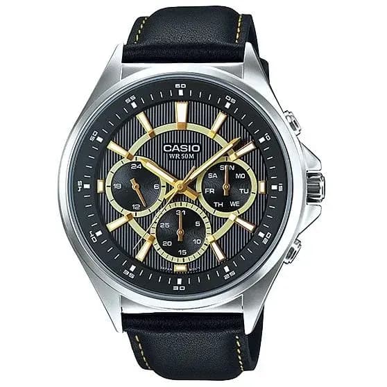 Casio multi functional leather belt watch (MTP-E303L-1AV)