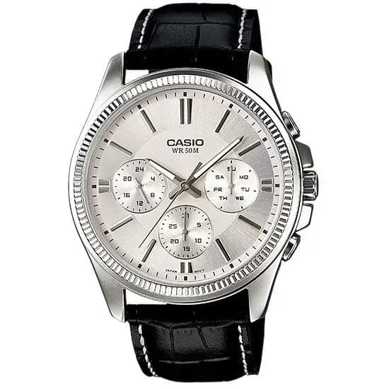 Casio Multifunctional leather belt watches for men (MTP-1375L-7AV)