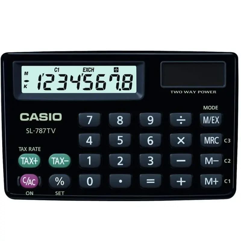 Casio SL-787TV-bk-w Portable Calculator TWO WAY Power