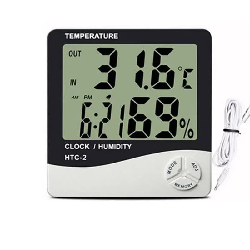 Digital Table Clock With Temperature Indoor/Outdoor Humidity Indicator (HTC-2)