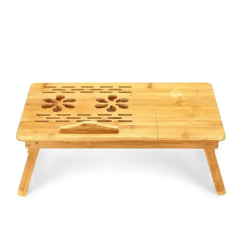 Eco Friendly Bamboo Portable Folding Laptop Table/Stand With Cooling Fan For Bed, Sofa, Office, And Many More For Notebook Books, Laptops