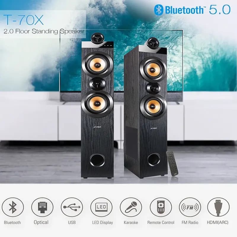 F&D T-70X 160 W Bluetooth Tower Speaker (Black, 2.0 Channel)