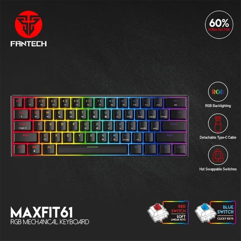 Fantech MAXFIT61 MK857 Blue Switch RGB Mechanical Keyboard