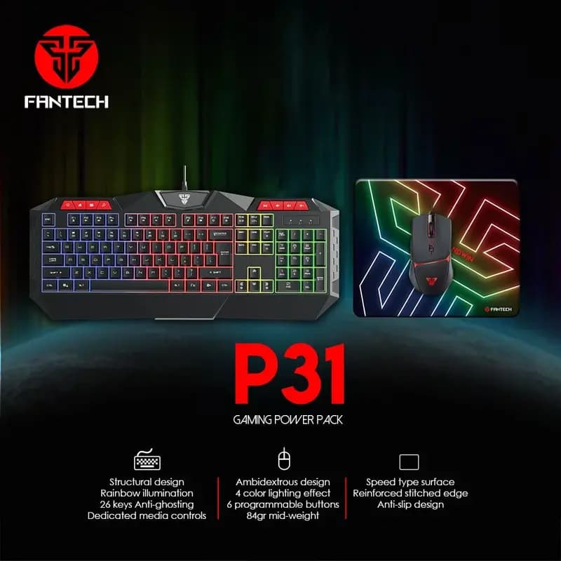 Fantech P31 Keyboard, Mouse & Mousepad 3 In 1 Gaming Combo