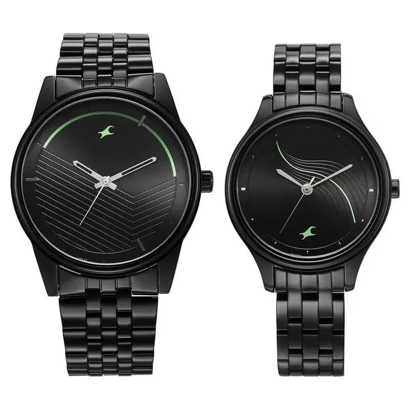 Fastrack NS33056296NM01P Mixmatched Stainless Steel Strap Watch for Couple