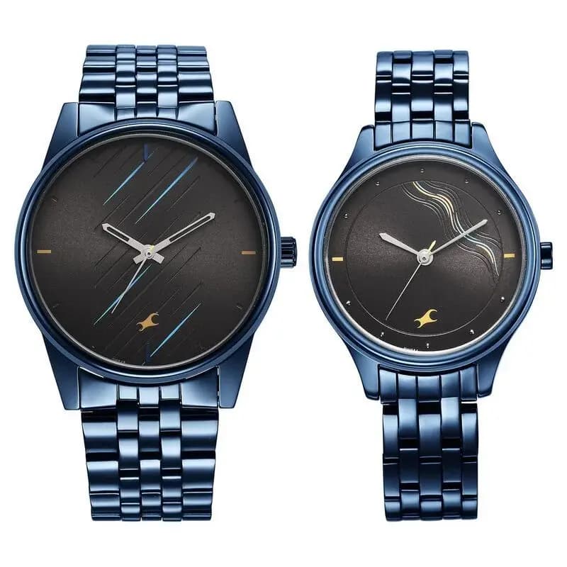 Fastrack NS33056296QM01P Mixmatched Stainless Steel Strap Watch for Couple