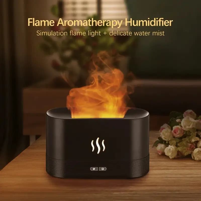 GearUP DQ701 Flame Effect Air Humidifier Oil Fragrance Aromatherapy Diffuser With Night Light