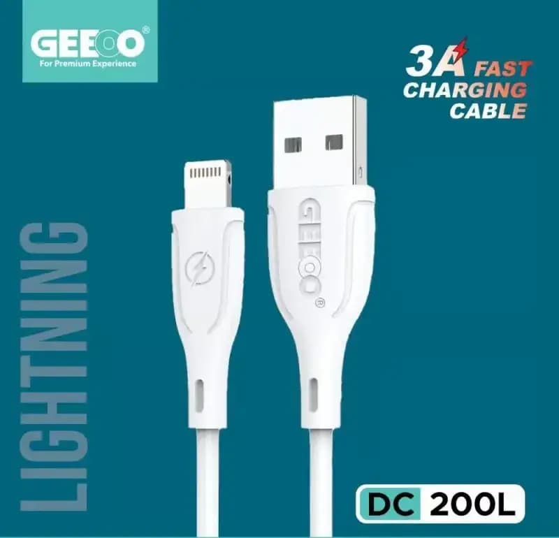 Geeoo DC 200 L 1M Long Pure Copper 3.4A Lightning Charging Cable