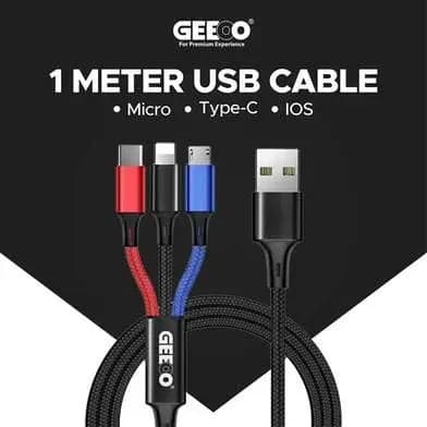 GEEOO DC-303 2.4A 3IN1 Super Fast Charging Cable