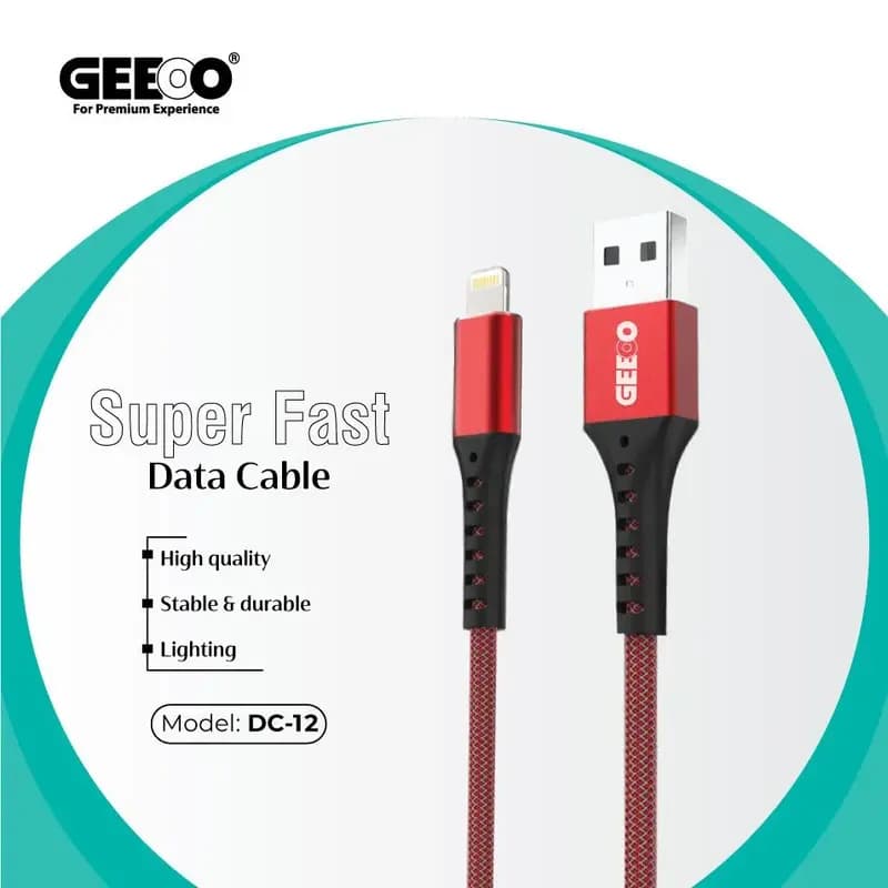Geeoo DC12 Super Fast Charging Braided Lightning Cable 30cm