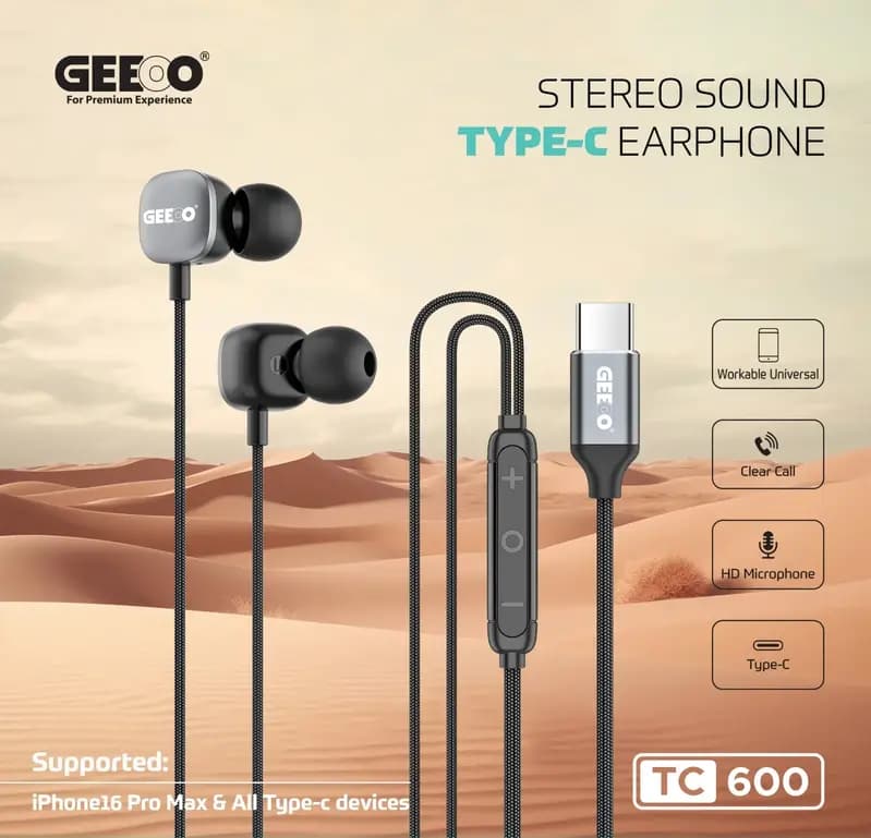 GEEOO TC600 Earphone Supported iPhone 16 and all Type-C devices
