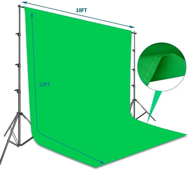 Green Screen Backdrop + Stand Kit Backdrop Full Setup (Heavy Muslin Cotton)
